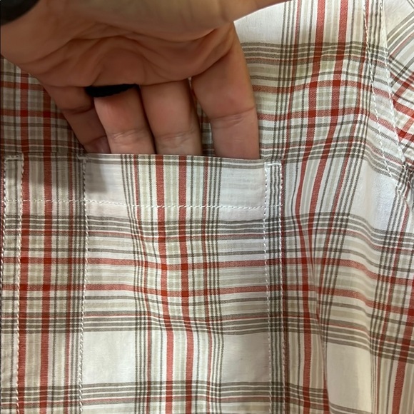 Red and White Plaid Casual Button Down Shirt - Picture 4 of 7